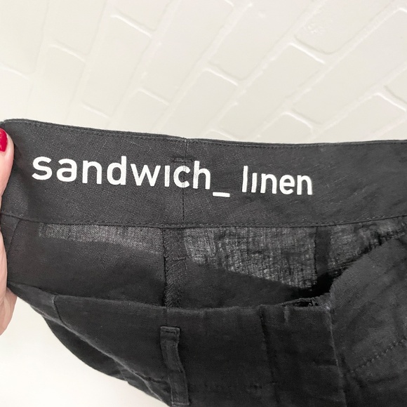 Anthropologie x Sandwich_linen Barrel Ankle Pants Pockets Lagenlook Black Sz S - Picture 11 of 14